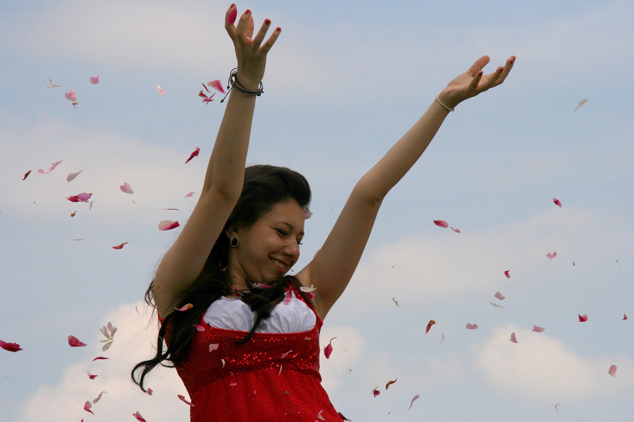 girl petals flight free photo