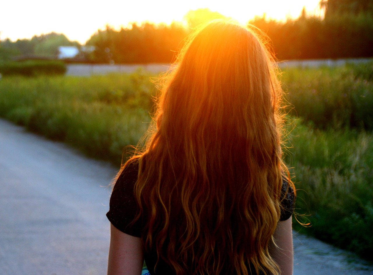 girl sunset long hair free photo