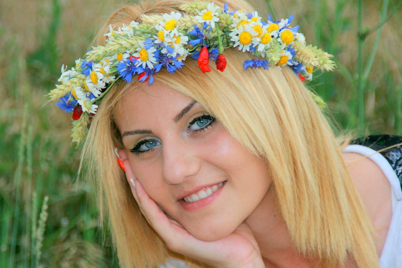 girl wreath blonde free photo