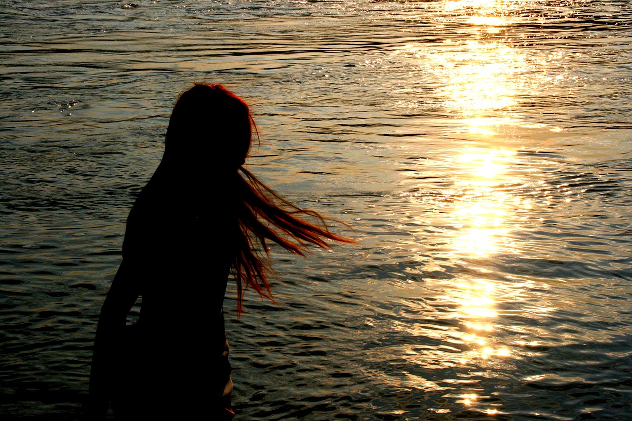 girl shadow sunset free photo