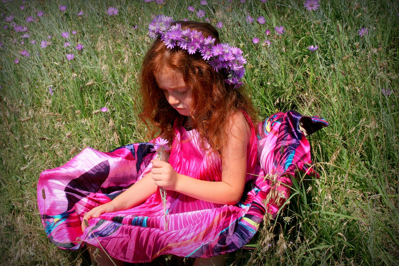 girl wreath red hair free photo