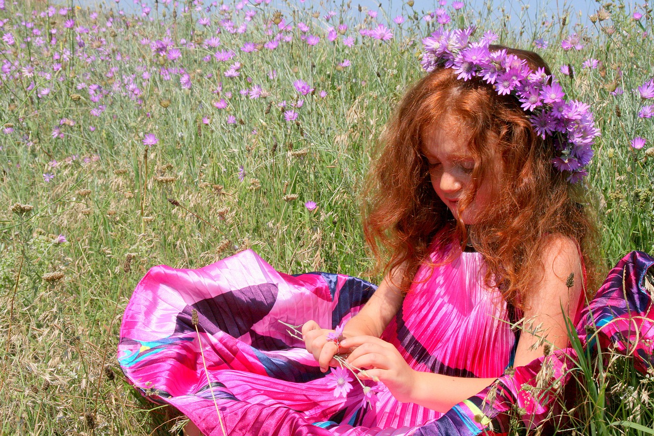 girl wreath red hair free photo