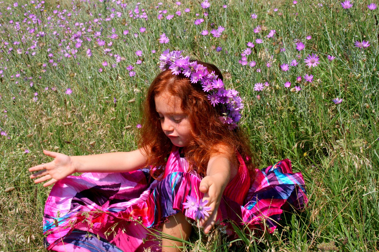 girl wreath red hair free photo