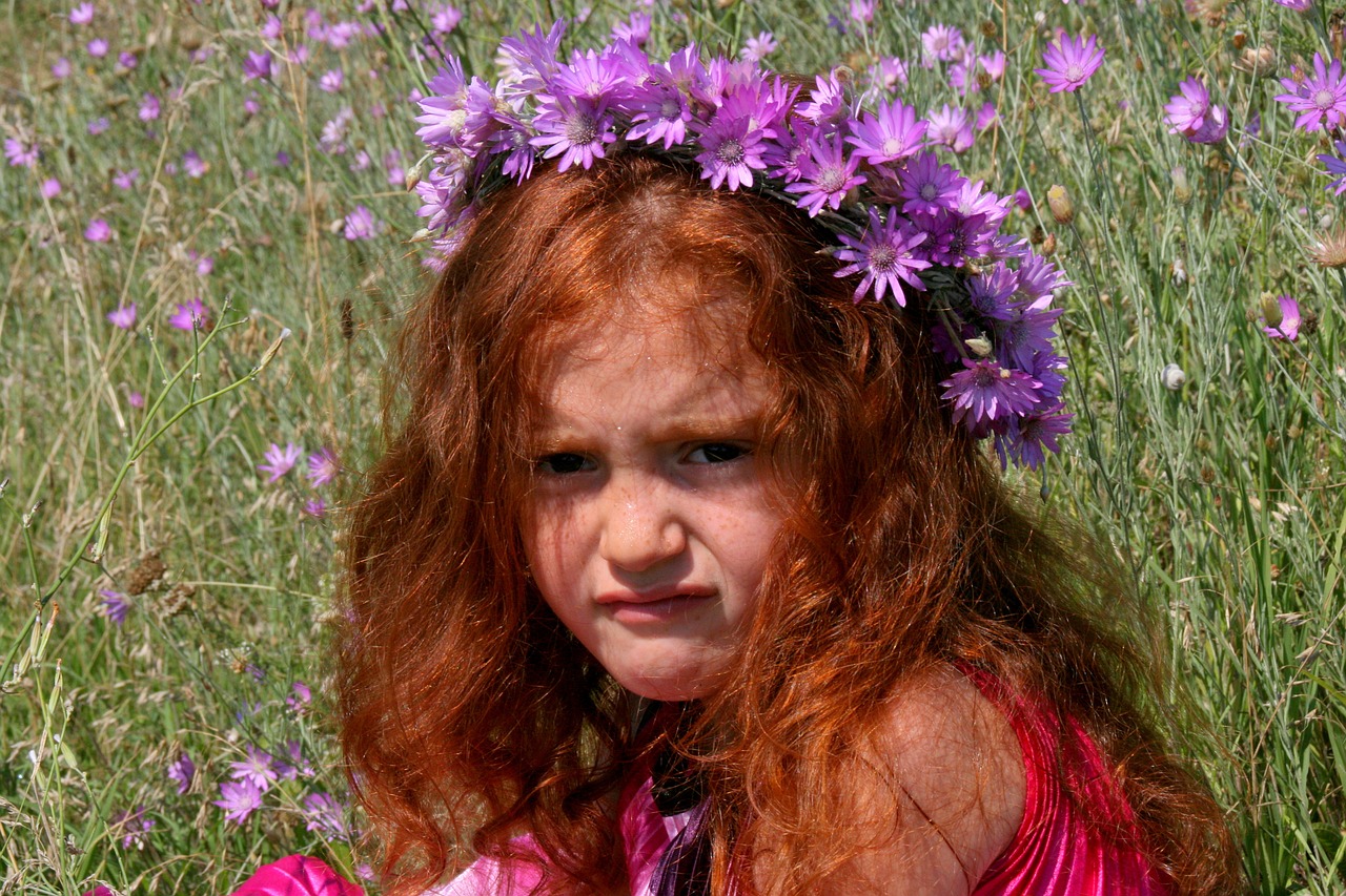 girl wreath red hair free photo