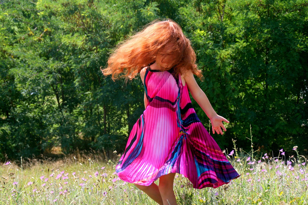 girl red hair dress free photo