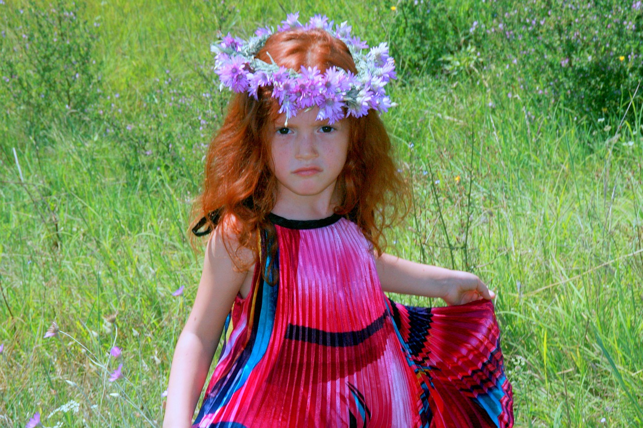 girl wreath red hair free photo