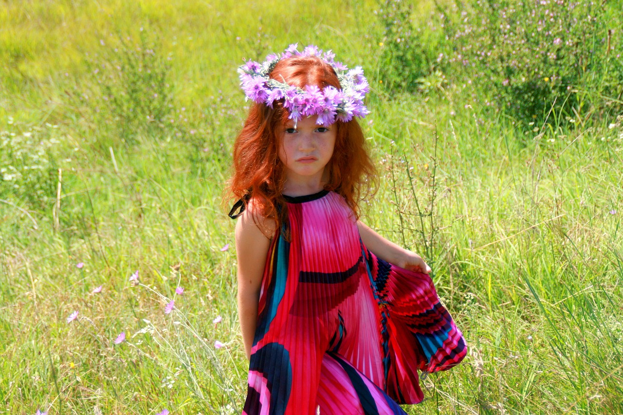 girl wreath red hair free photo