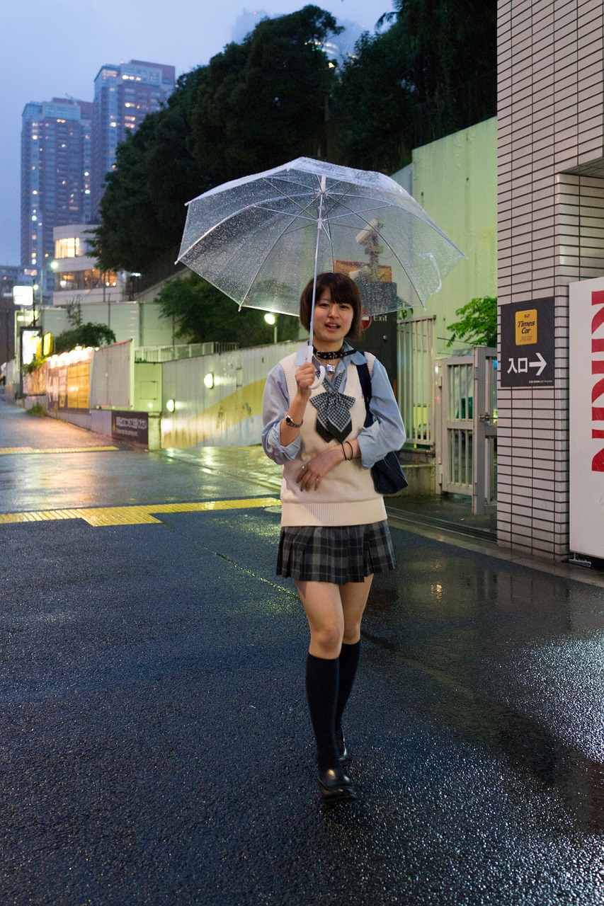 girl asian umbrella free photo