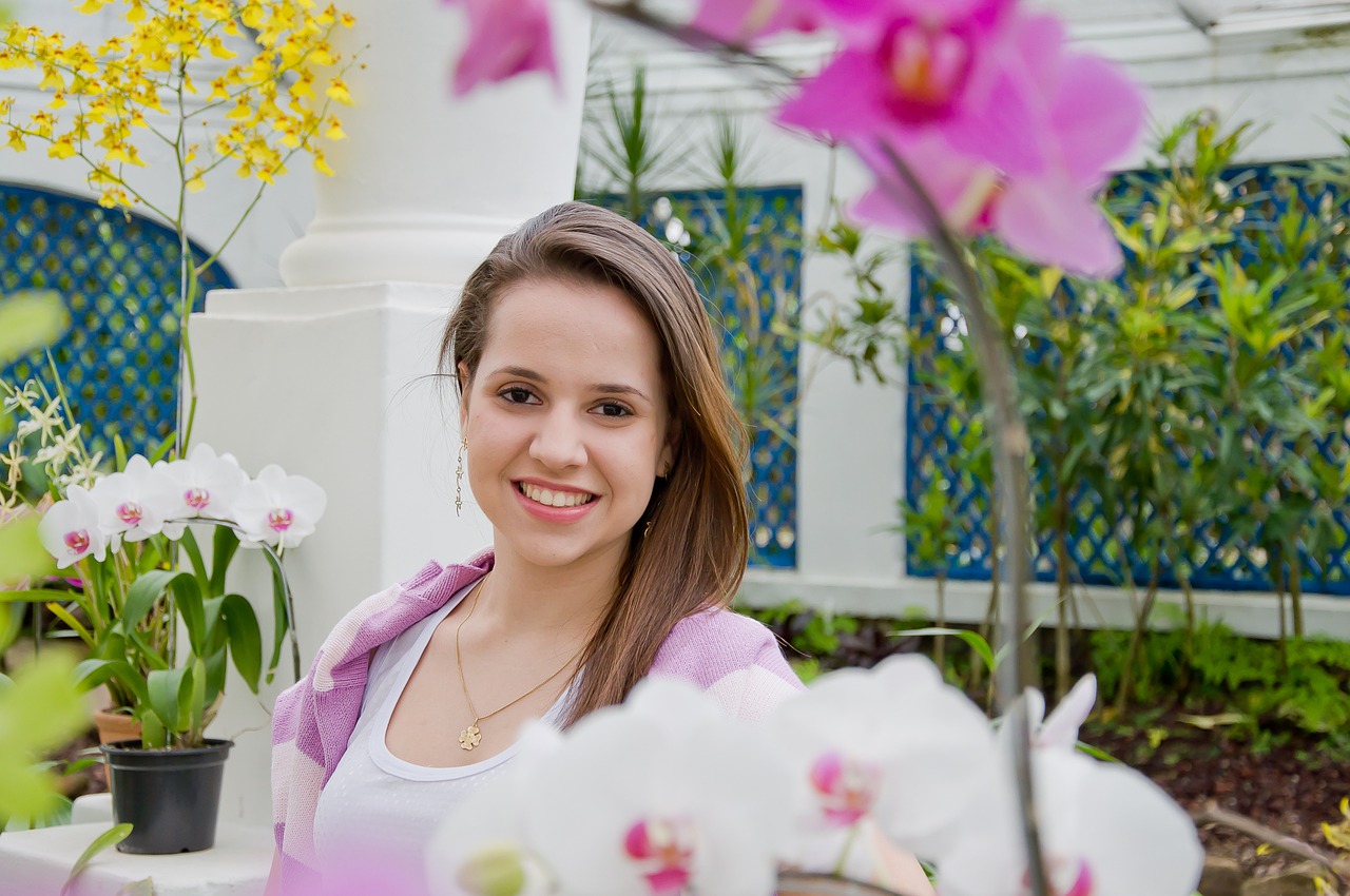 girl portrait flowers free photo