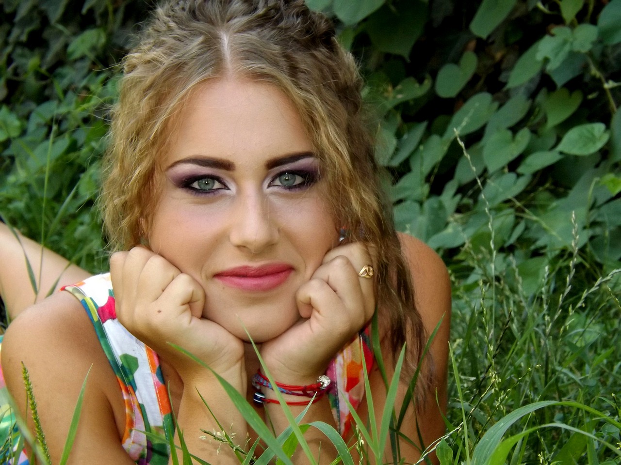 girl portrait grass free photo