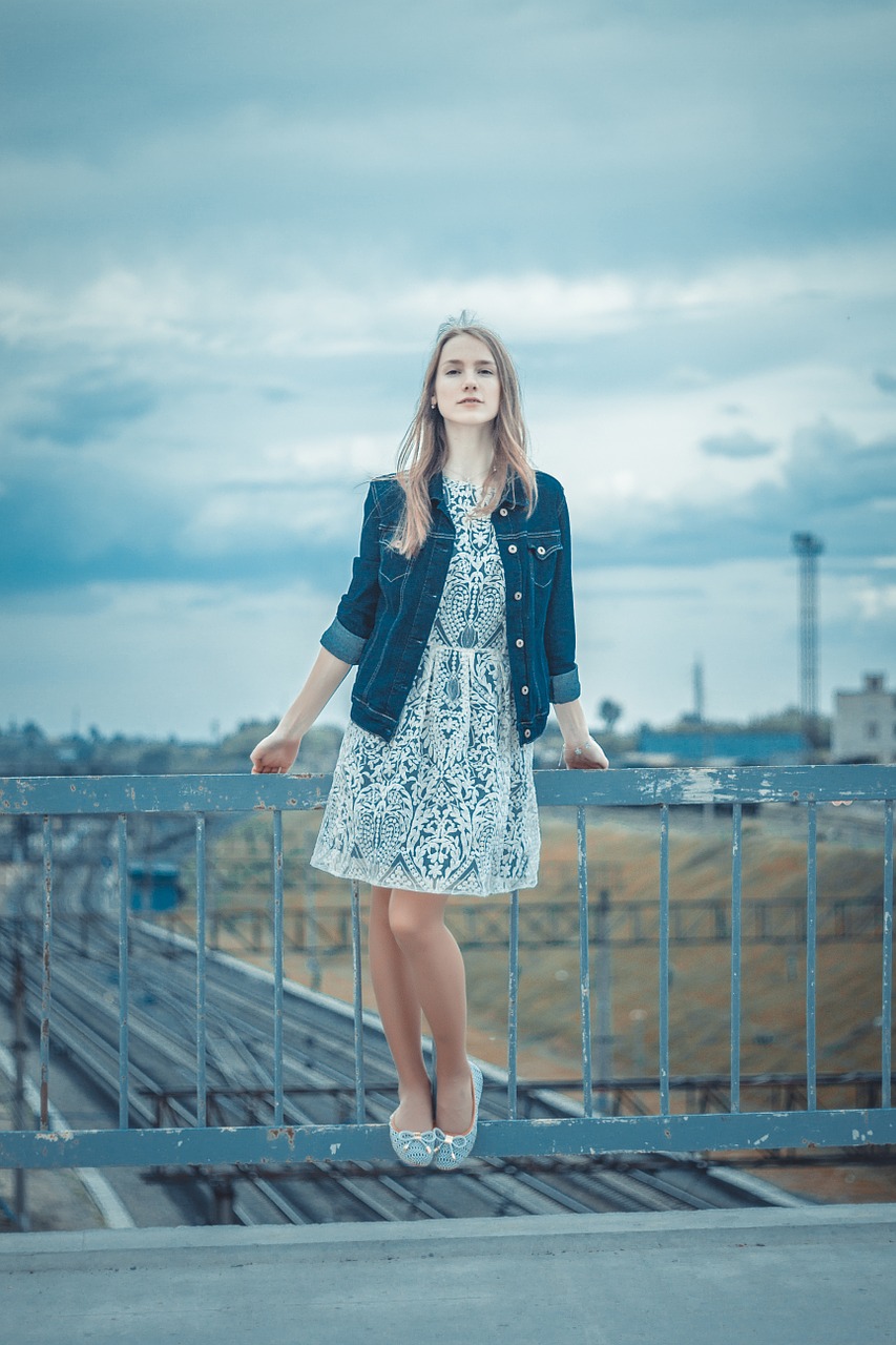 girl model partly cloudy free photo
