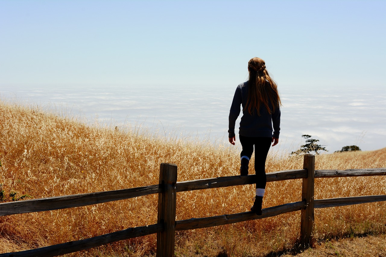 girl fence lookout free photo