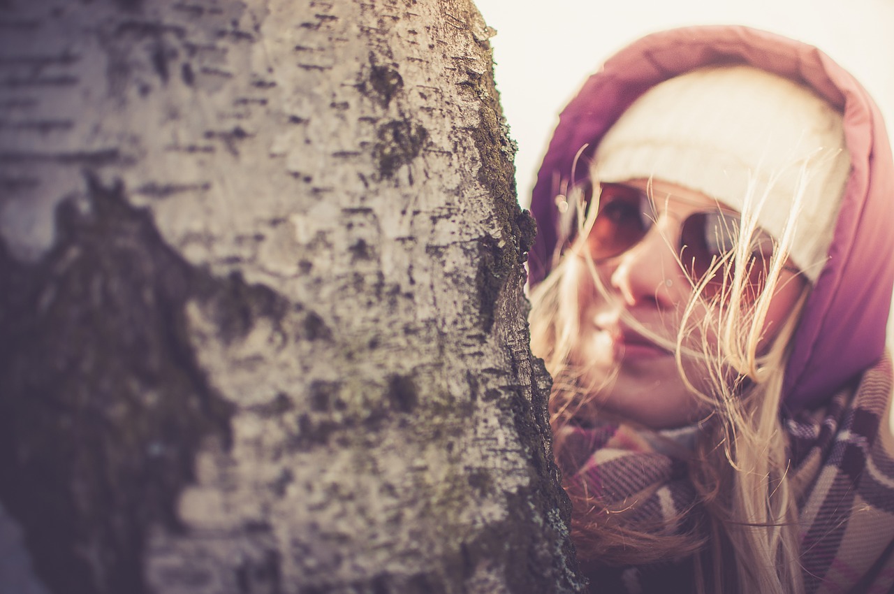 girl tree bark free photo