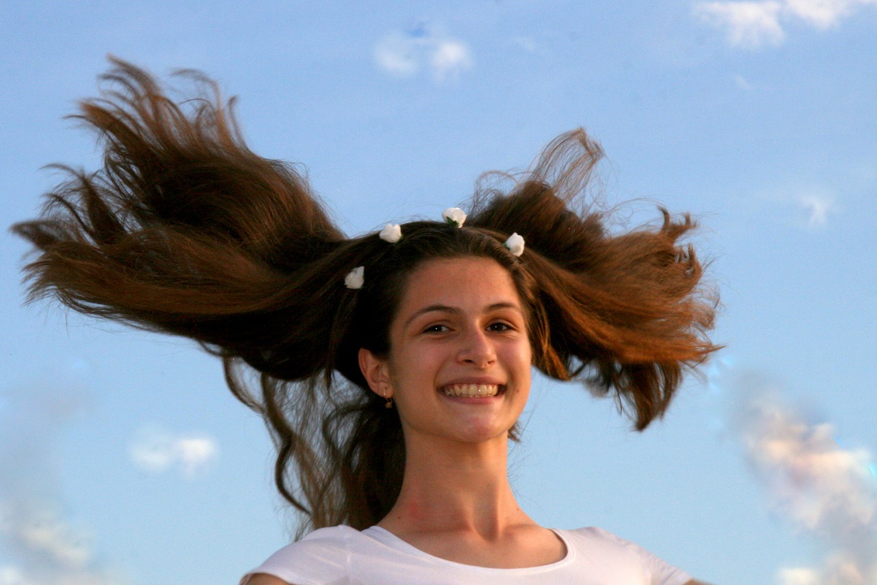 girl long hair bounce free photo