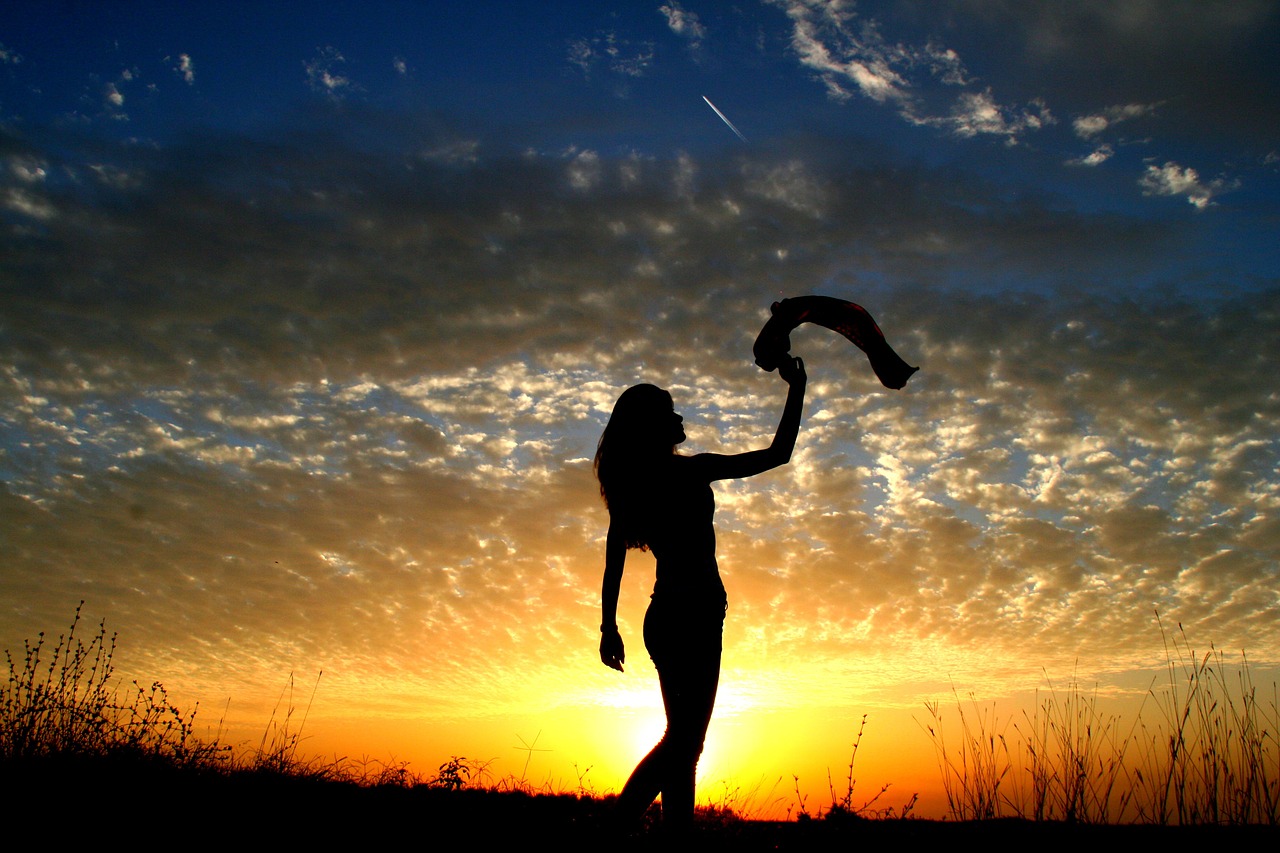 girl sunset sun free photo