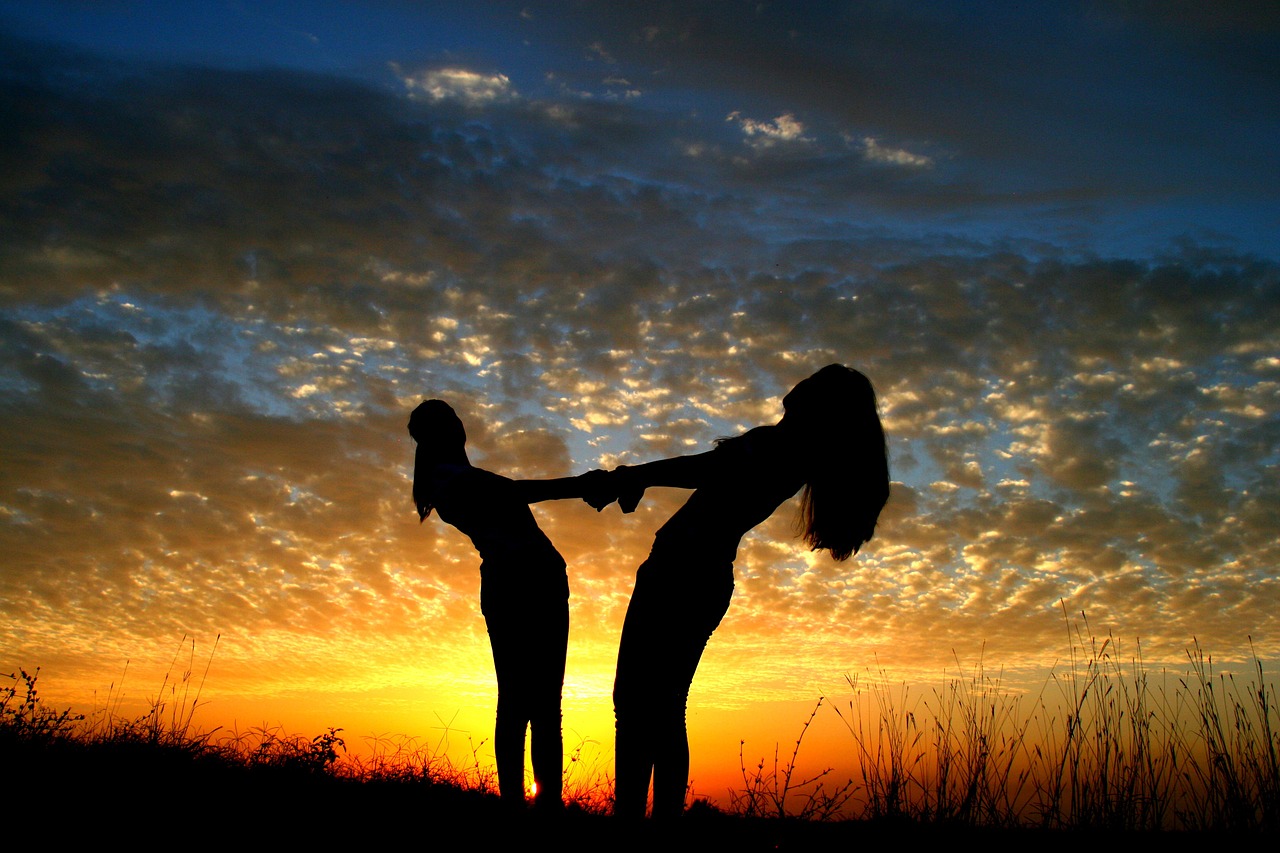 girl sunset balloons free photo