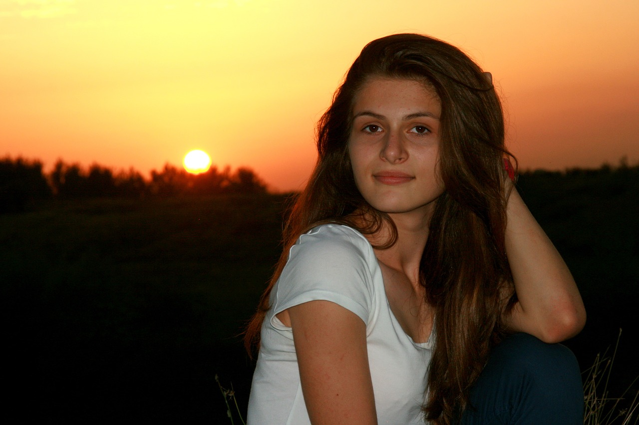 girl sunset sun free photo