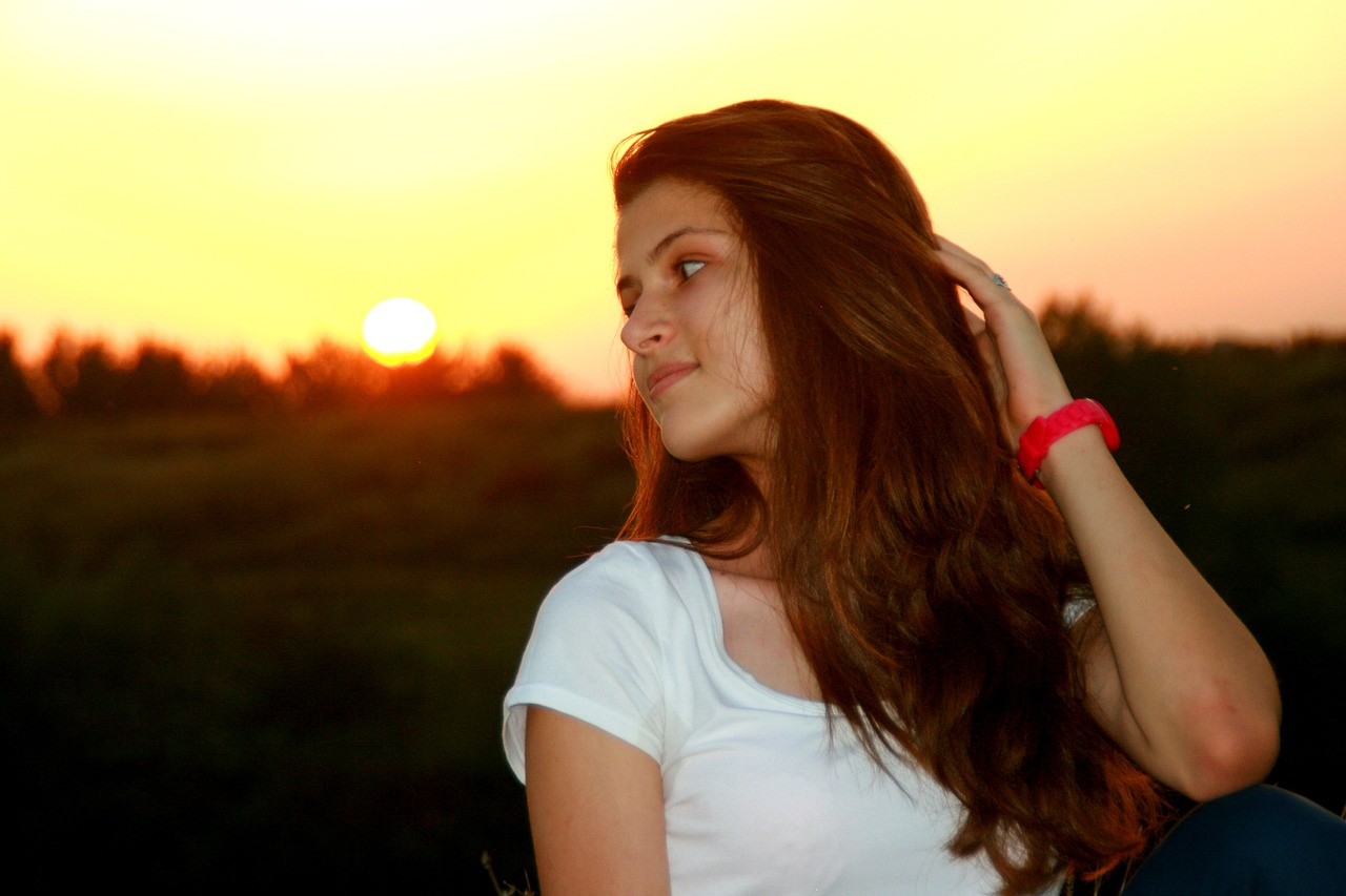 girl sunset sun free photo