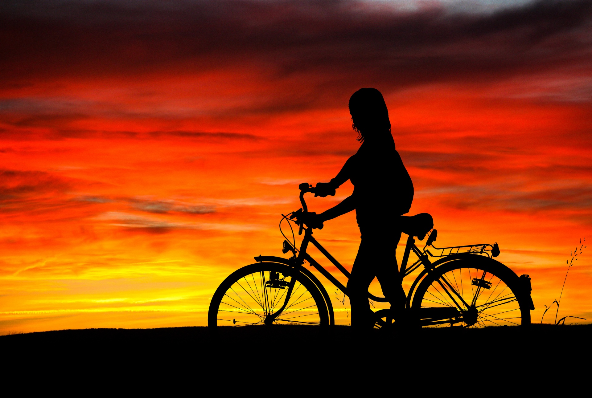 girl sunset bike free photo