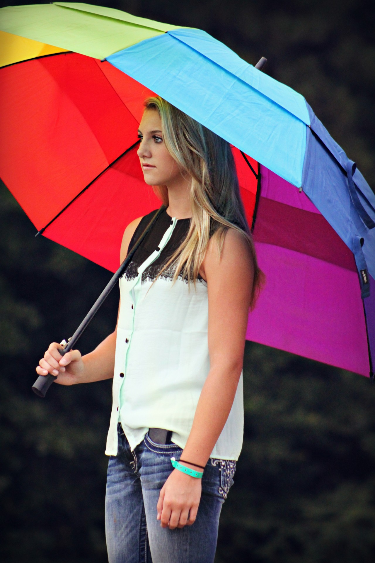 female blonde umbrella free photo