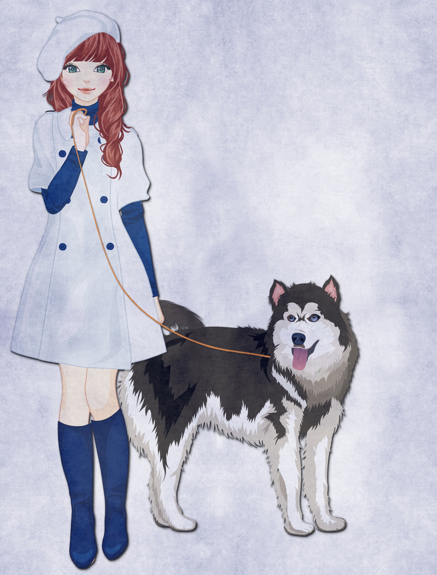Девушка с собакой рисунок