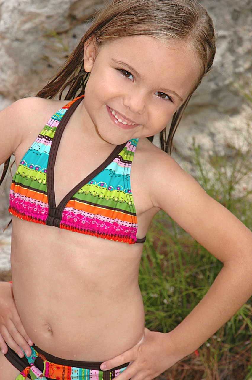 girl in bikini colorful bikini a smile free photo