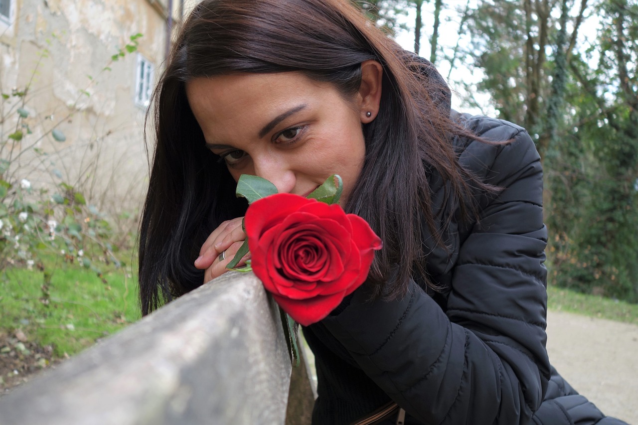 girl in love red rose romantic free photo