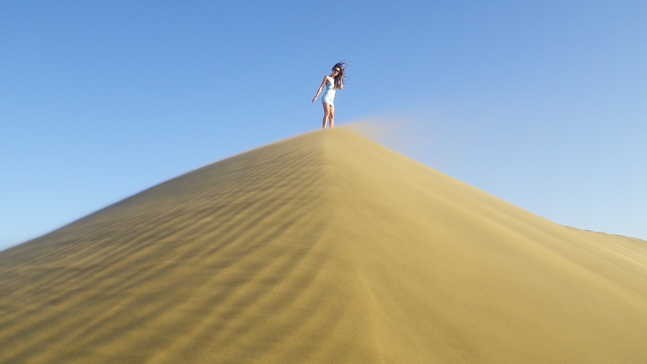 girl on sand dune dune model free photo