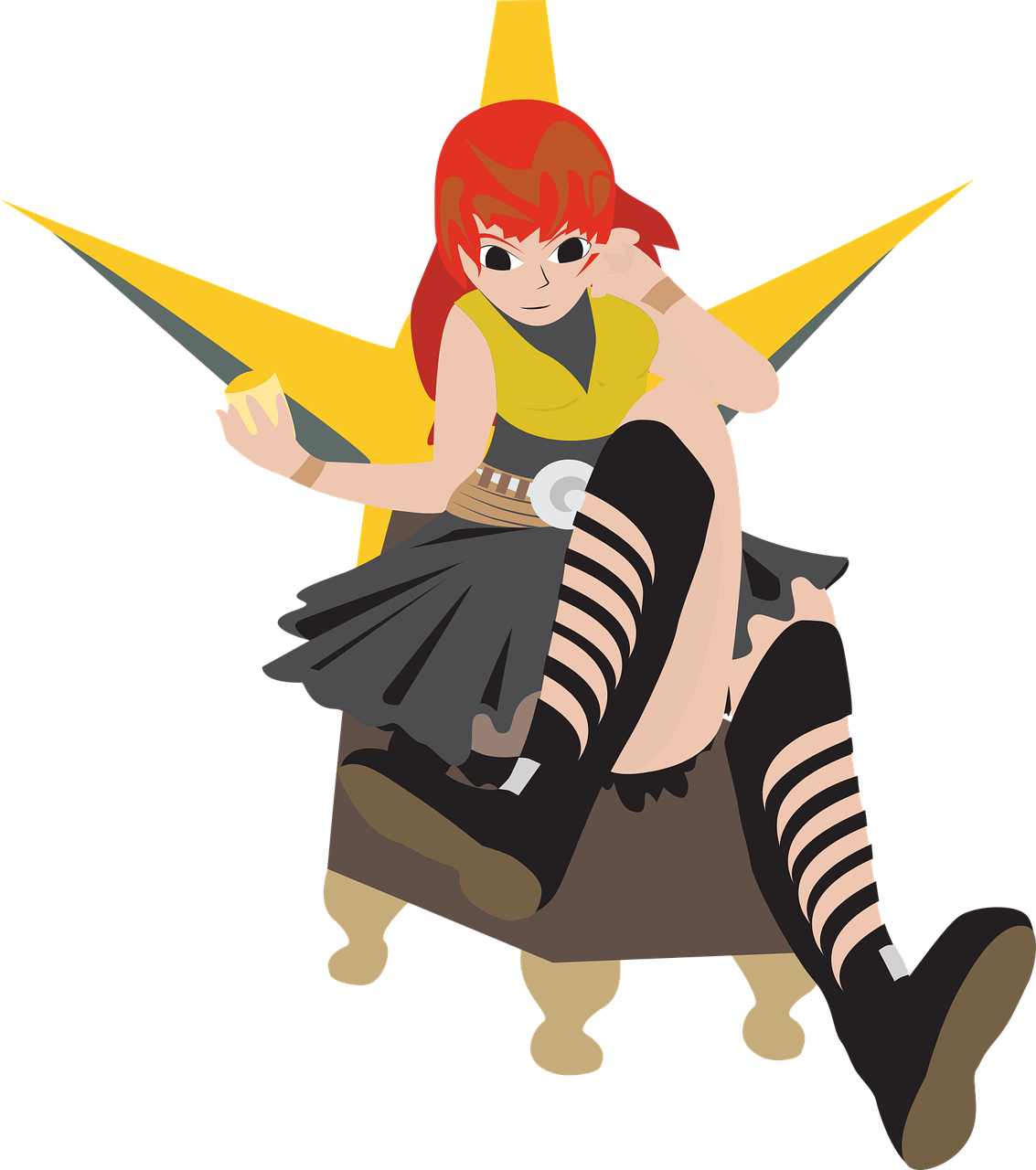 girl sitting on a throne red head woman sitting svg file free photo