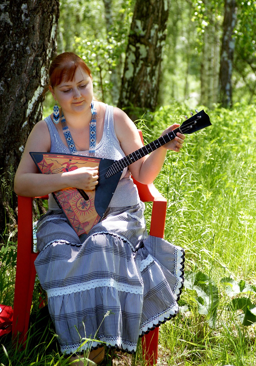 girl with balalaika musical instrument russian folk clothes free photo