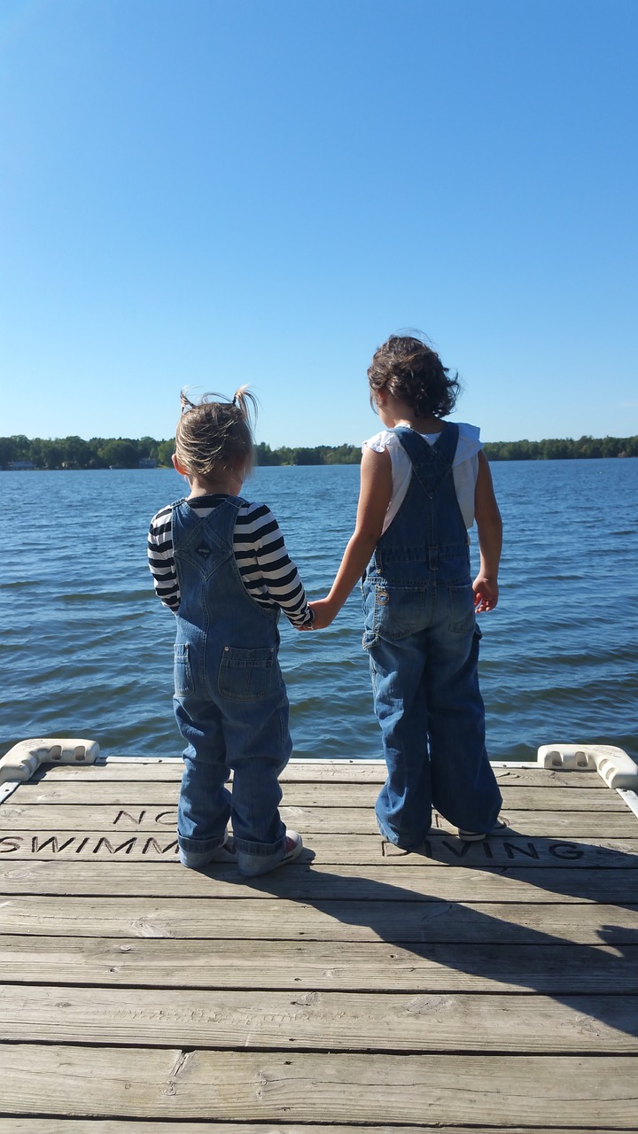 girls denim lake free photo