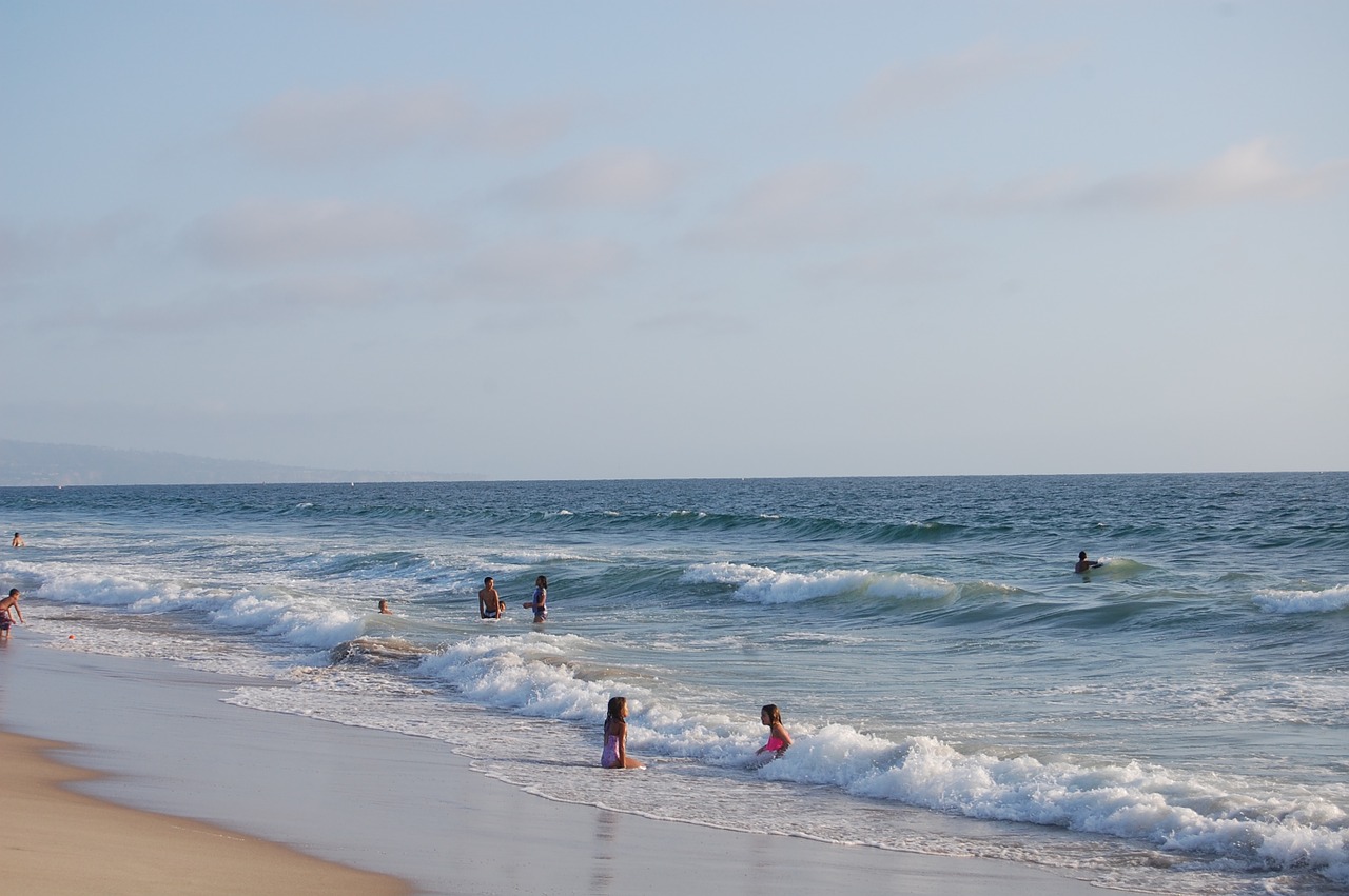 girls waves beach free photo