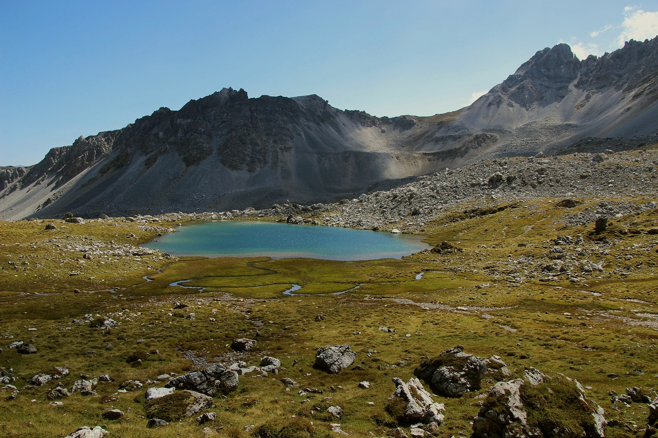 glacial lake alpine mountains free photo