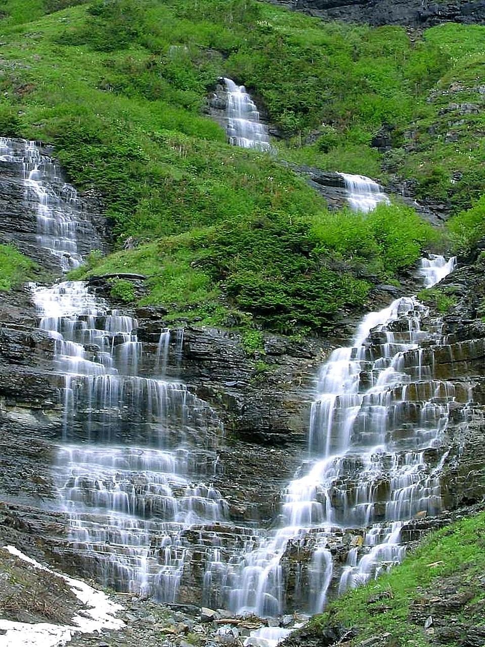 glacier falls waterfalls free photo