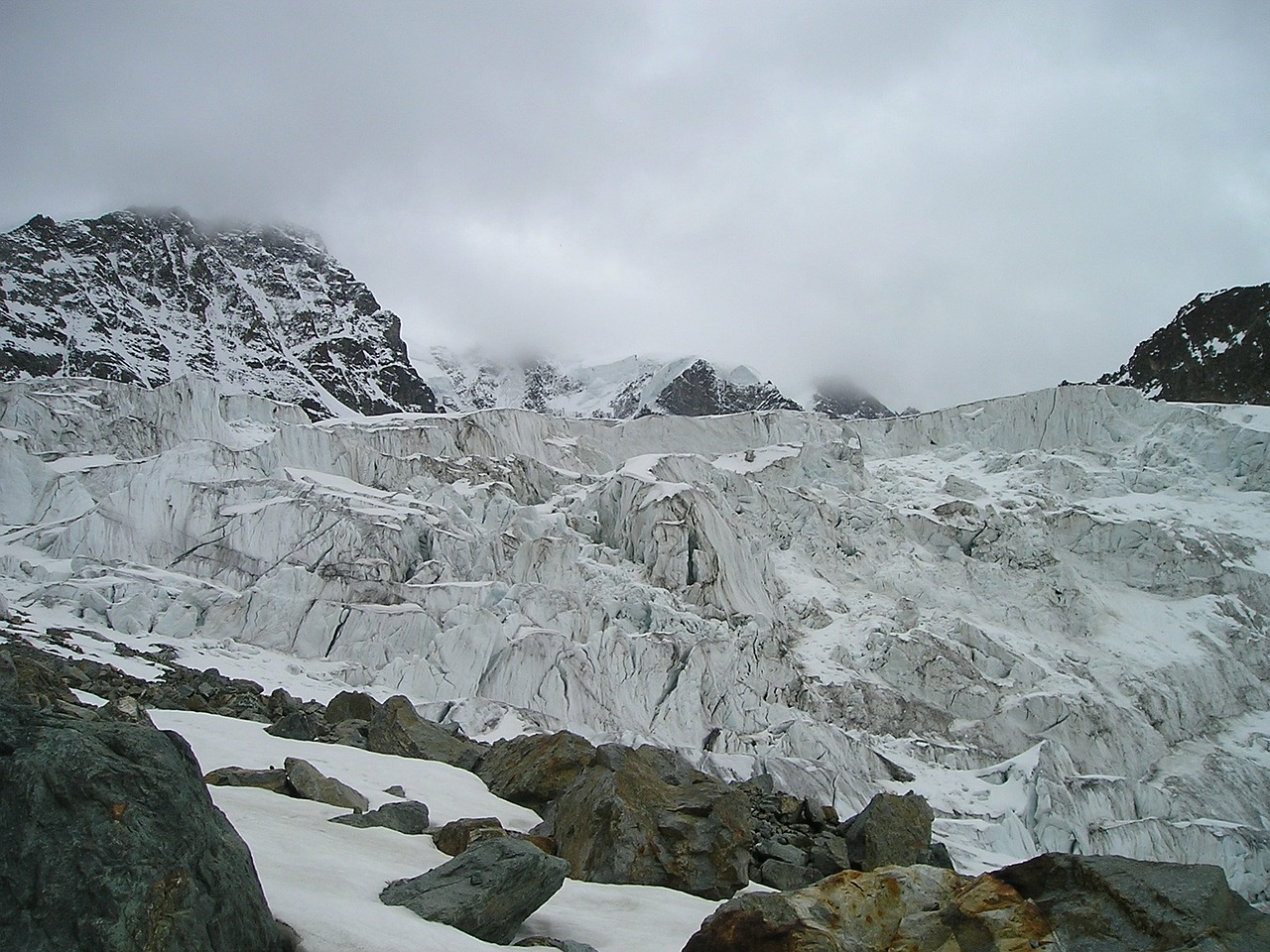 glacier crevasses split labyrinth free photo