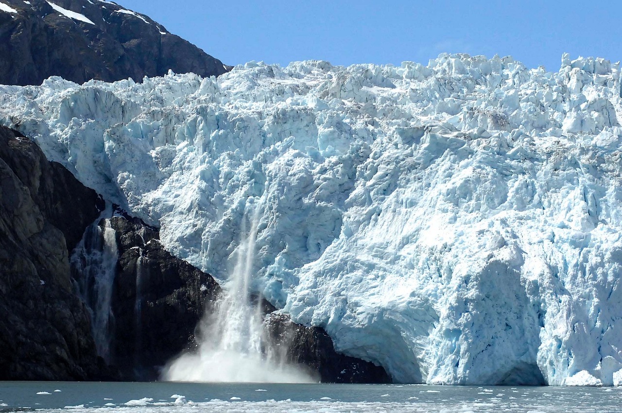 glacier calving ice water free photo