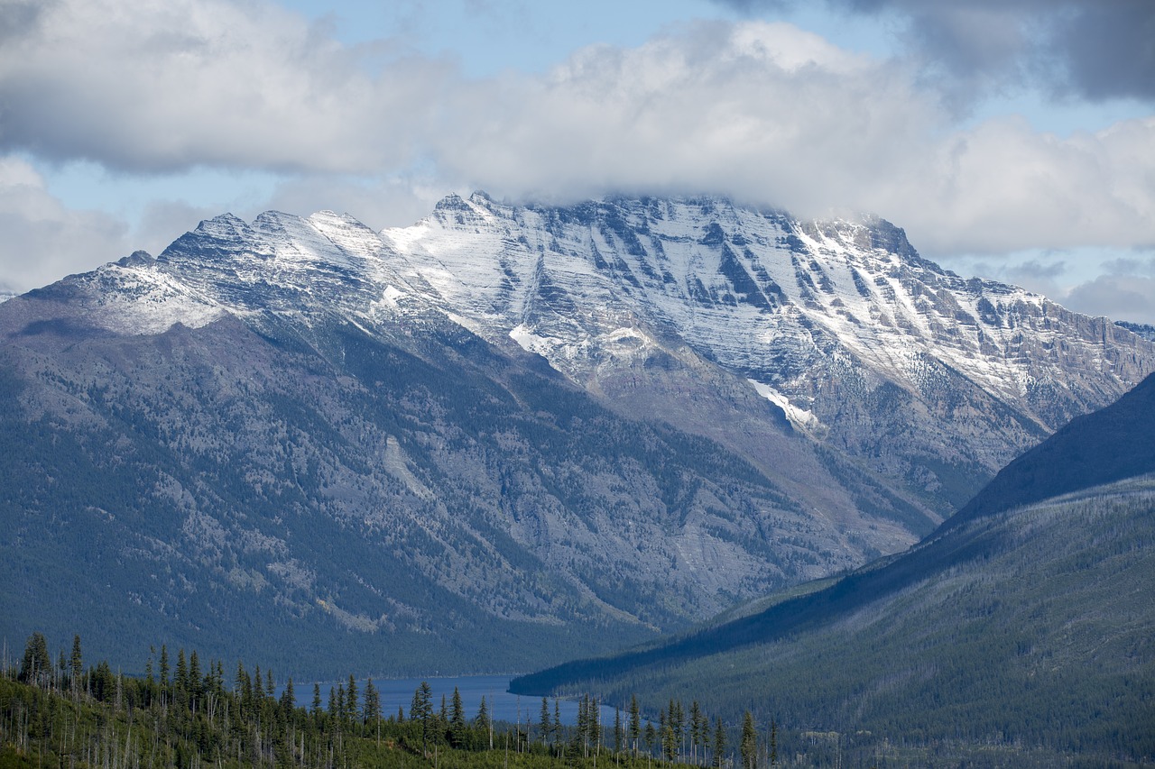 glacier national park clouds mountain free photo