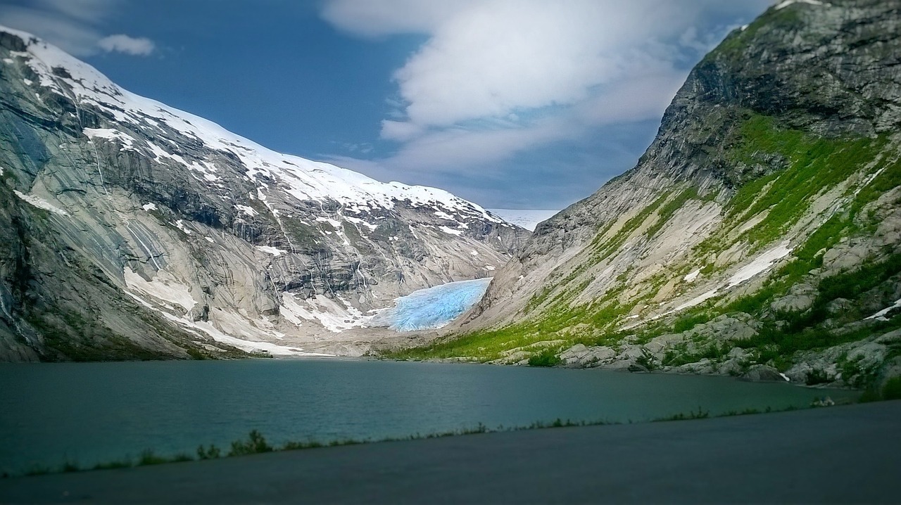 glacier tongue lake mountains free photo