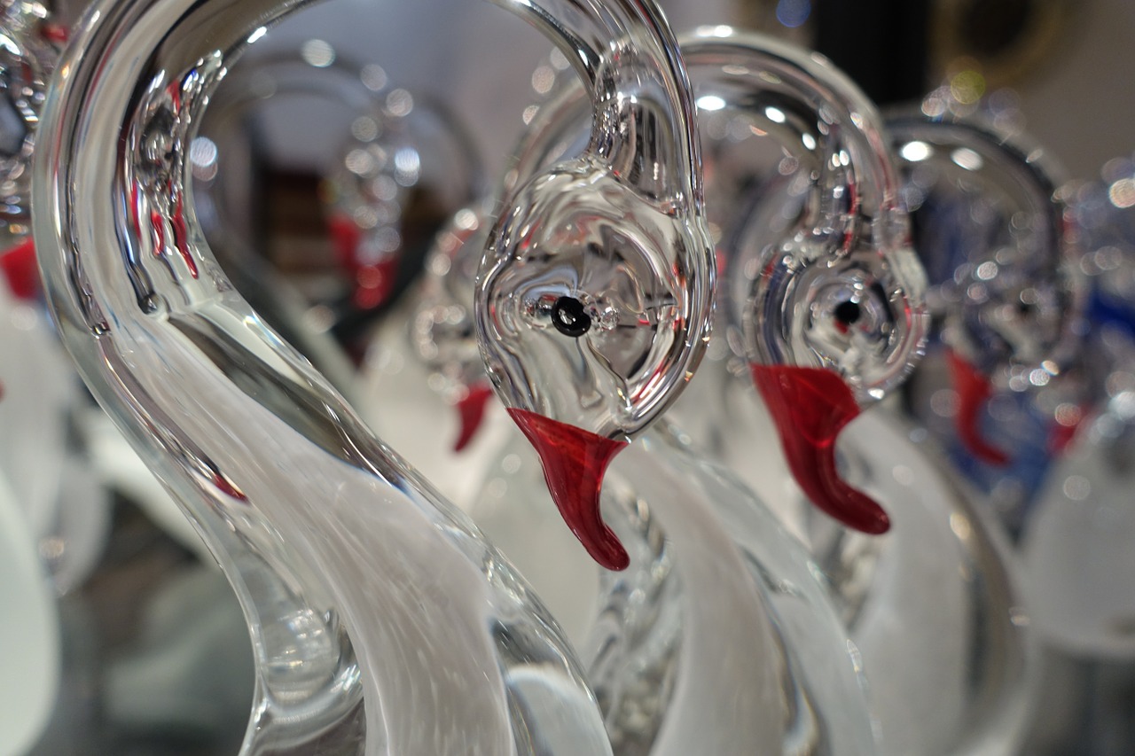 glass swans glass blowing free photo