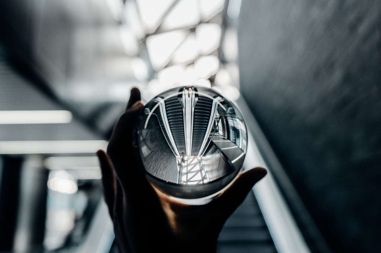 glass escalator bokeh free photo