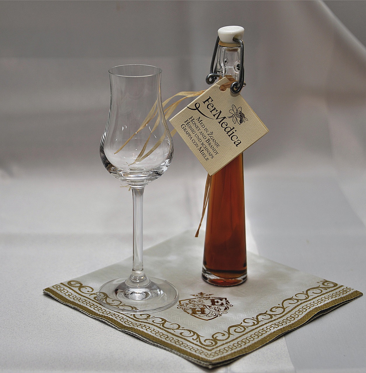 glass liqueur napkin free photo