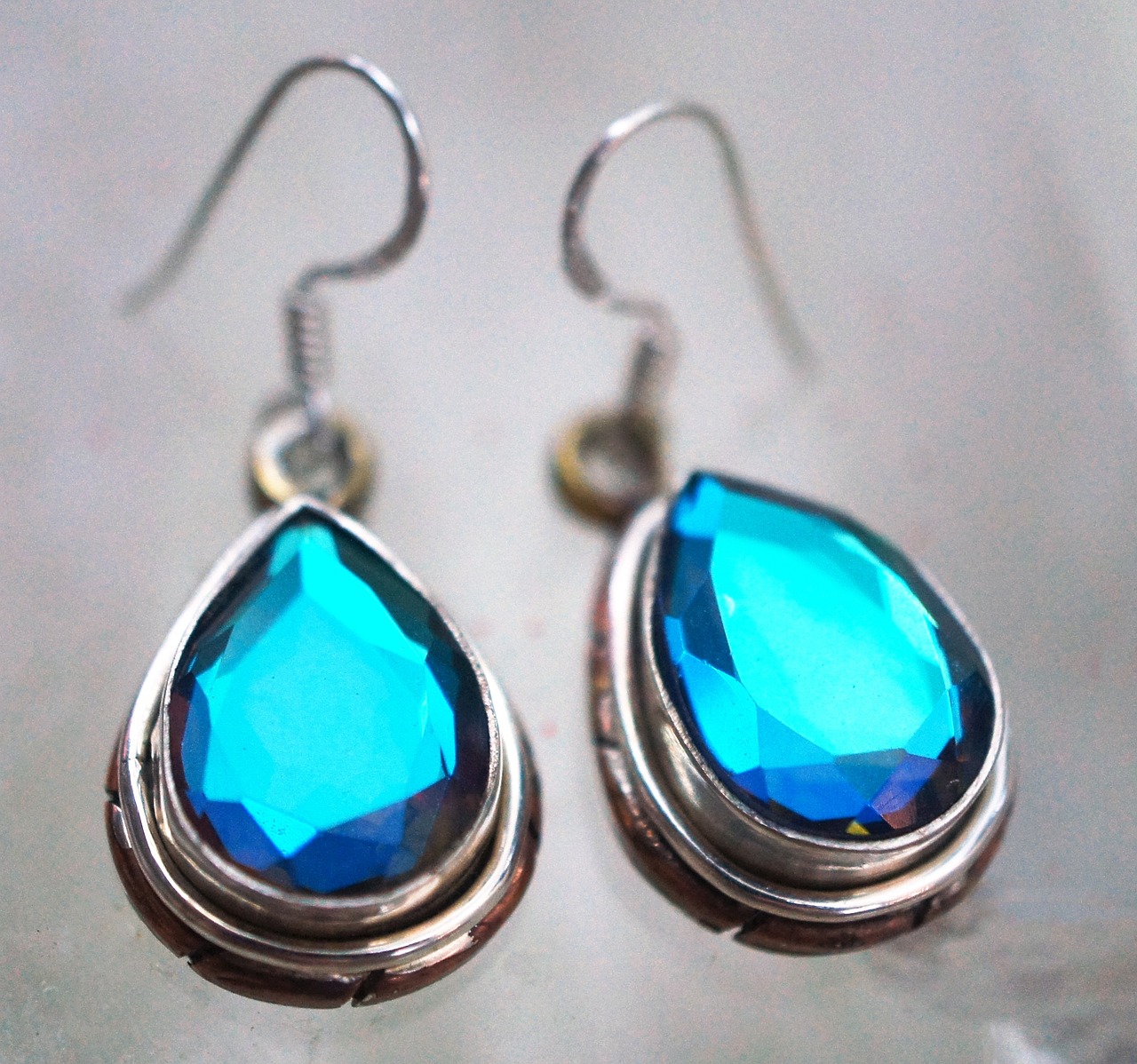 glass copper sterling silver earrings free photo