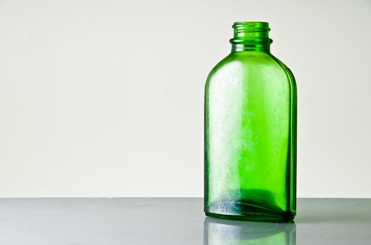 glass bottle green empty free photo