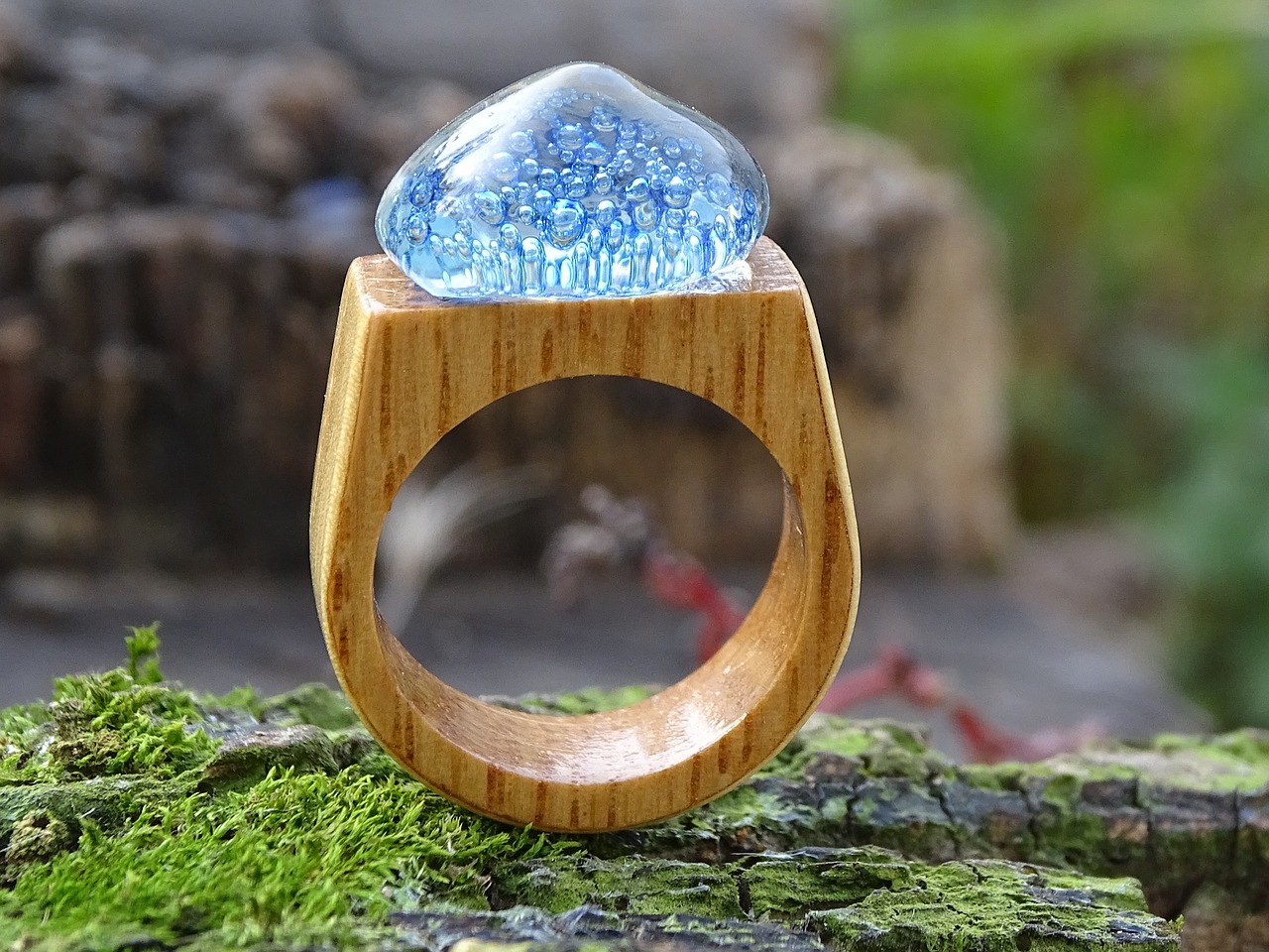 glass and wood ring jewelry seascape free photo