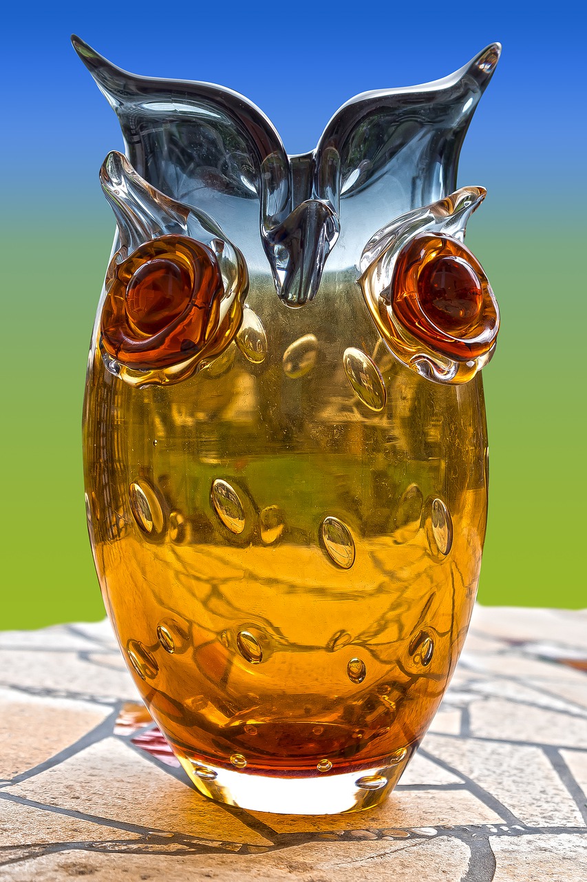 glass art  vase  owl free photo