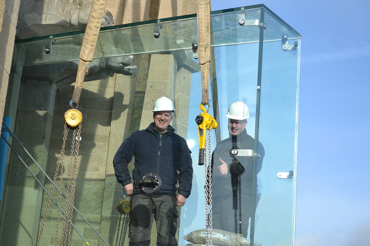 glass balcony  worker  construction free photo