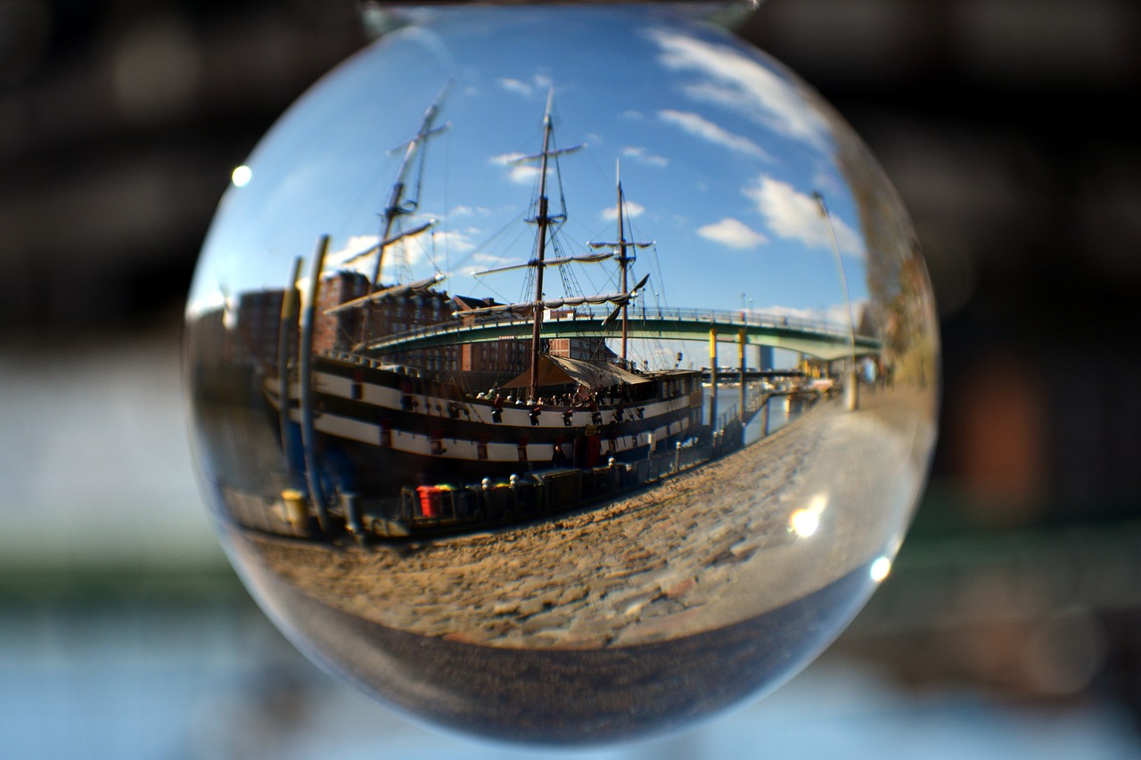 glass ball spherical photography ship free photo