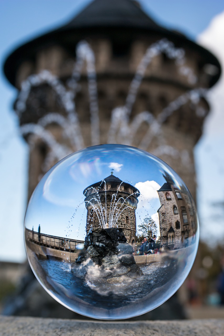 glass ball tower fountain free photo