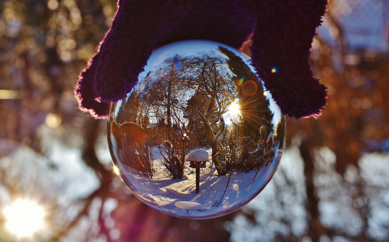 glass ball mirroring transparent free photo