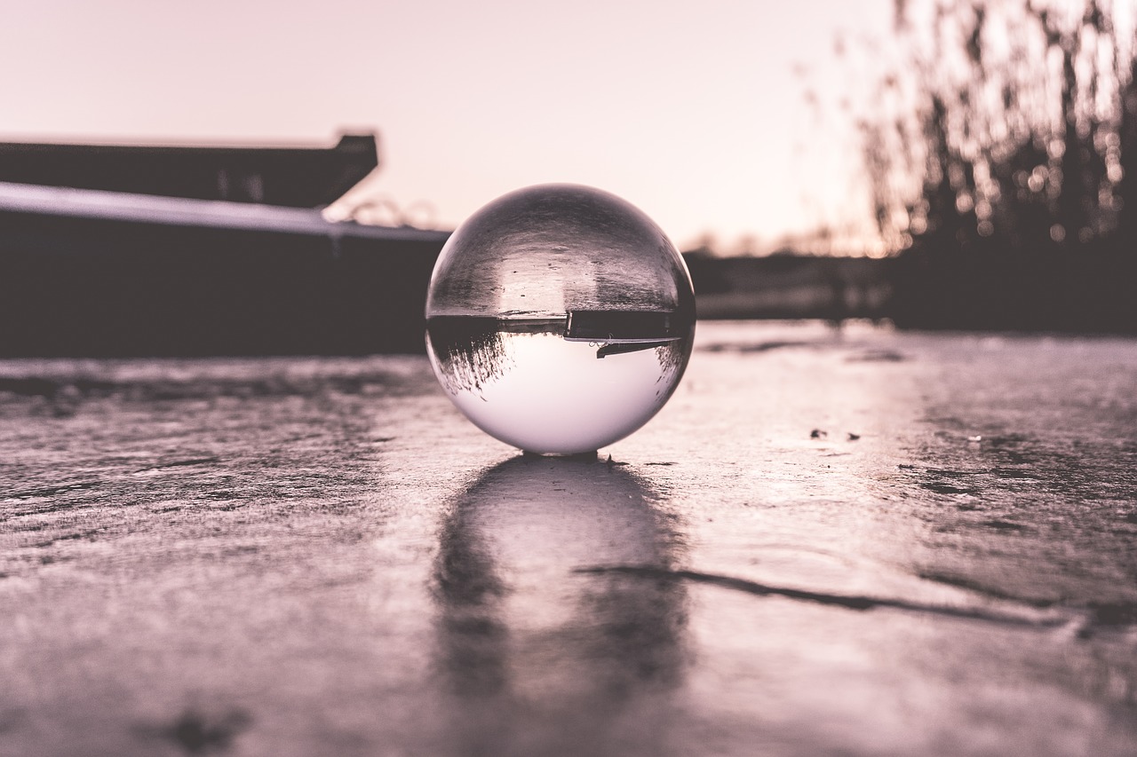 glass ball frozen nature free photo